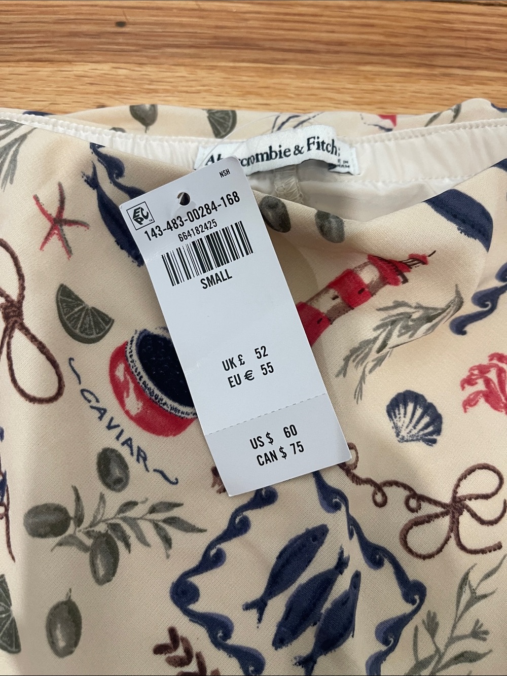 Abercrombie & Fitch Cream Nautical Print Skater Skirt with Navy & Red Accents - Picture 2 of 7